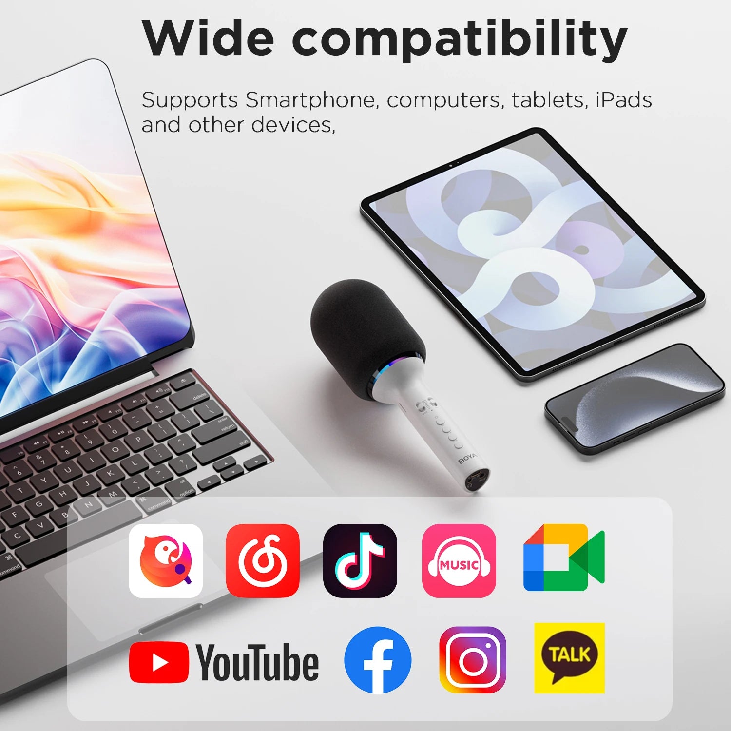 K11 Wireless Bluetooth Karaoke Microphone Portable Handheld Mic Speaker Machine Home Party Birthday Home KTV for Smartphone