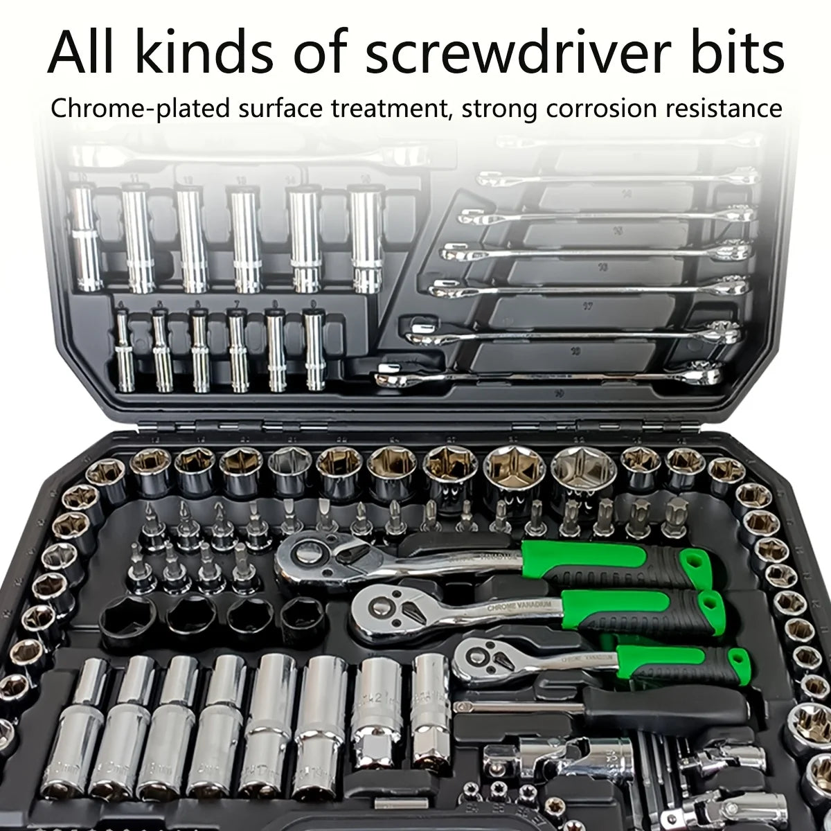150/46Pcs Auto Mechanical Repair Tool Set Socket Wrench & Ratchet Combination Toolkit Carbon Steel Hand Tools for Car & Home Maintenance