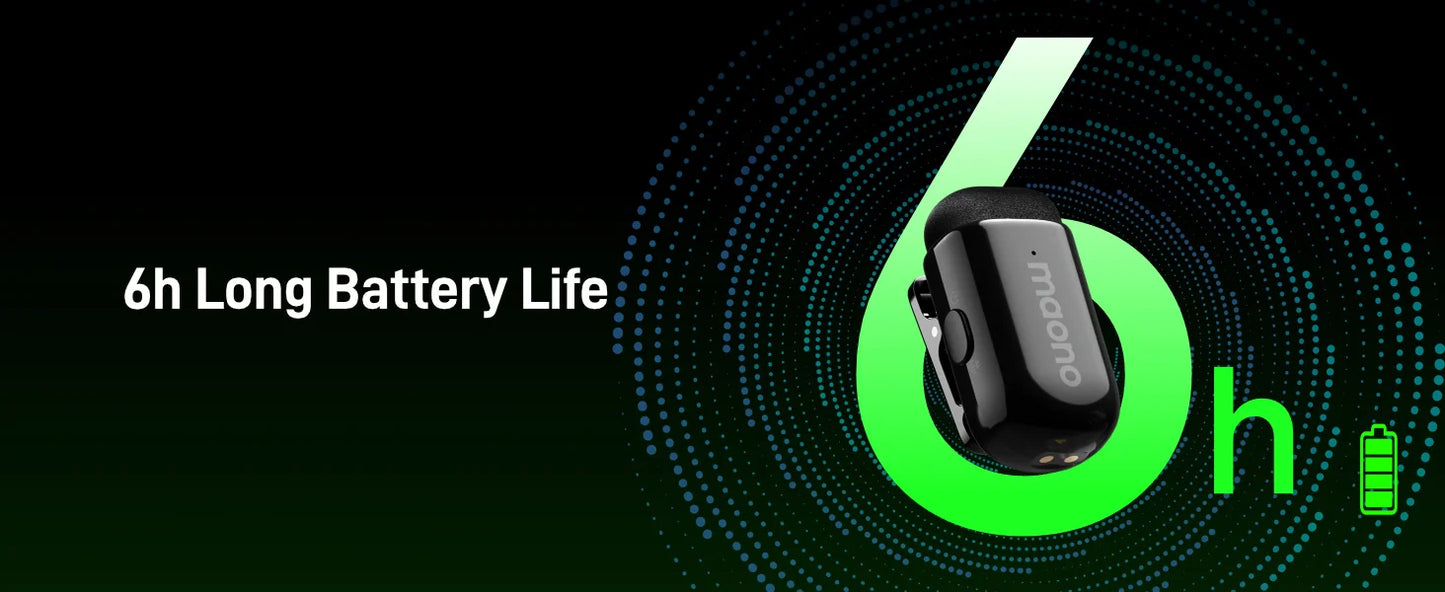 Wireless Lavalier Microphone with AI Noise Cancellation and App Control