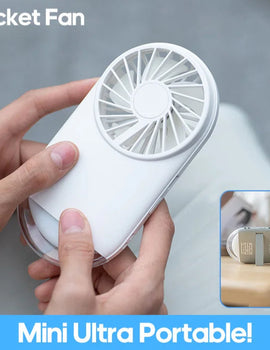 1PC Pocket Portable Fan Rechargeable Mini USB Handheld Fan Personal Ventilator Hand Fan with Night Light Outdoor Travel Office