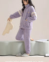 Women’s Winter Flannel Pajama Set – Thick, Soft Coral Fleece with Zipper & Oversized Fit