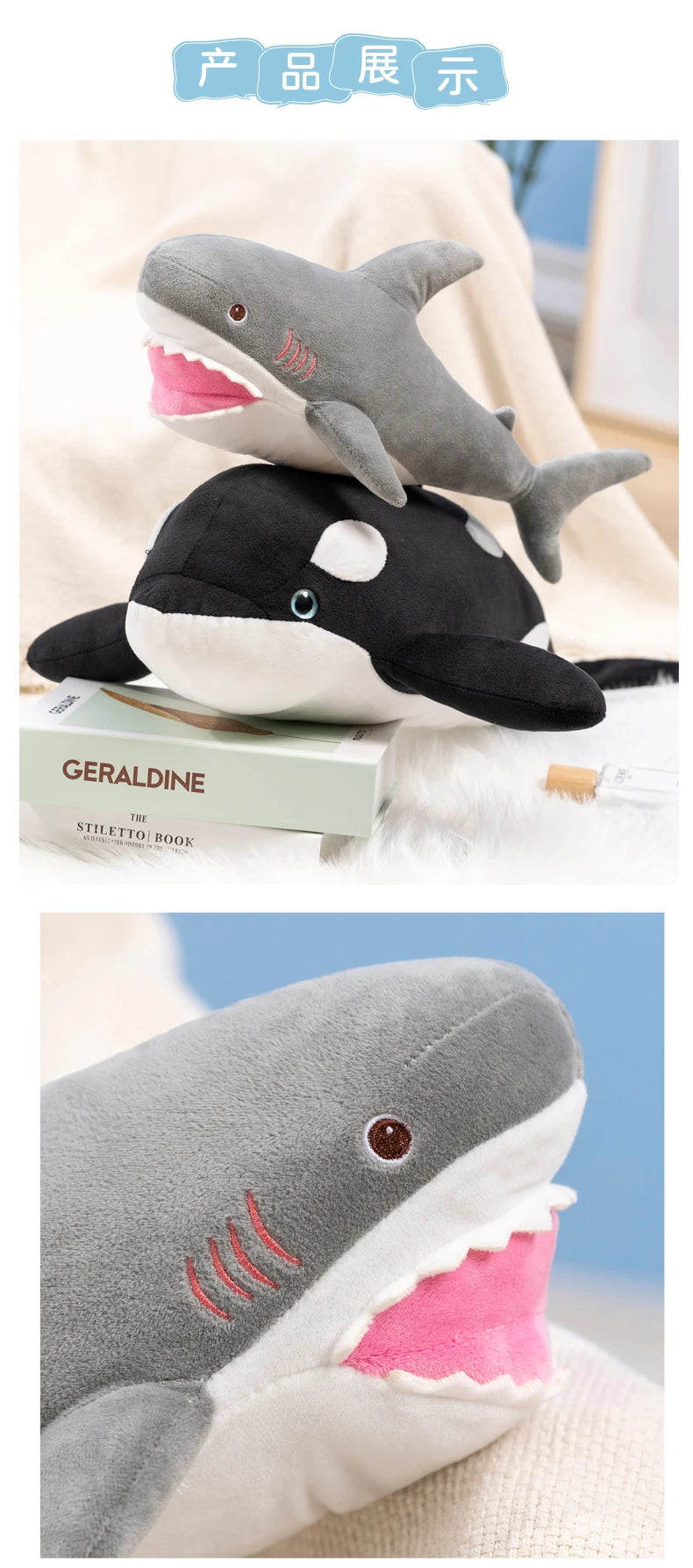 Orca Shark Plush Stuffed Animal Soft Sea Creature Pillow