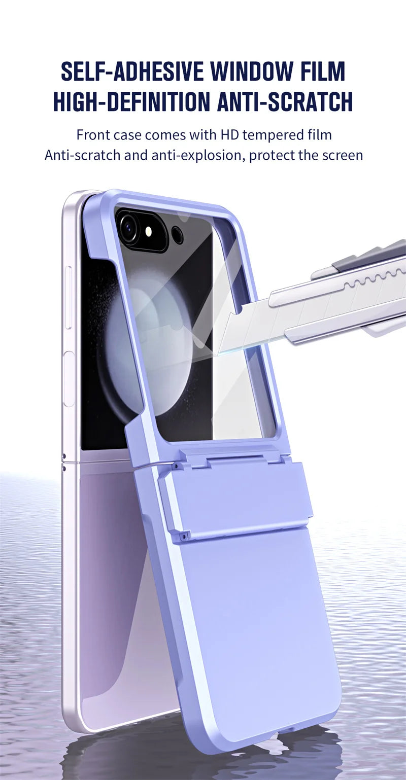 For Samsung Galaxy Z Flip 6 5 Flip5 Case Luxury Matte With Mirror Film Folding Hinge Shockproof Protection Hard Cover accessory