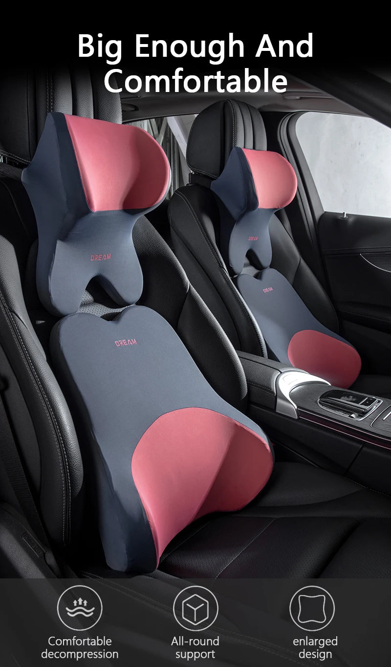 Car Lumbar Support Headrest Neck Pillow Support Universal Soft Neck Pillows Cushion Car Memory Foam Lumbar Pillow Back Support