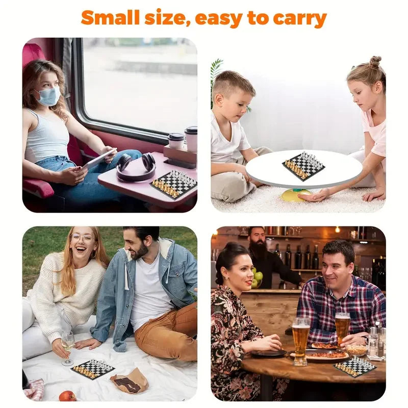 Mini  Chess Board Game Toys Folding  Plastic Chessboard Portable Interactive Toy for s Adult Birthday Gift