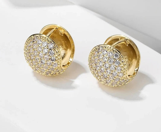 Gold Color Shell Shape CZ Stud Earrings for Women French Micro-inlaid Zircon Earring