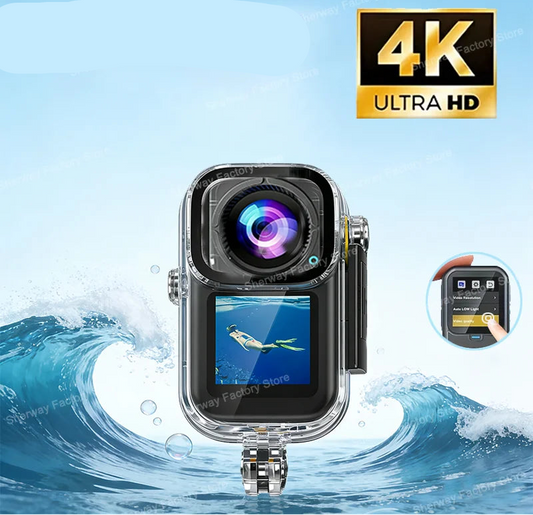 4K Action Camera with Dual Screen Image Stabilization Waterproof Sports Body Camera for Helmet Cycling Vlog