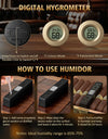 Cigar Humidor, Cedar Wood Cigar Box, Includes Leather Cigar Case, Cigar Tube, Digital Hygrometer and 2 Humidifiers, Gift Set