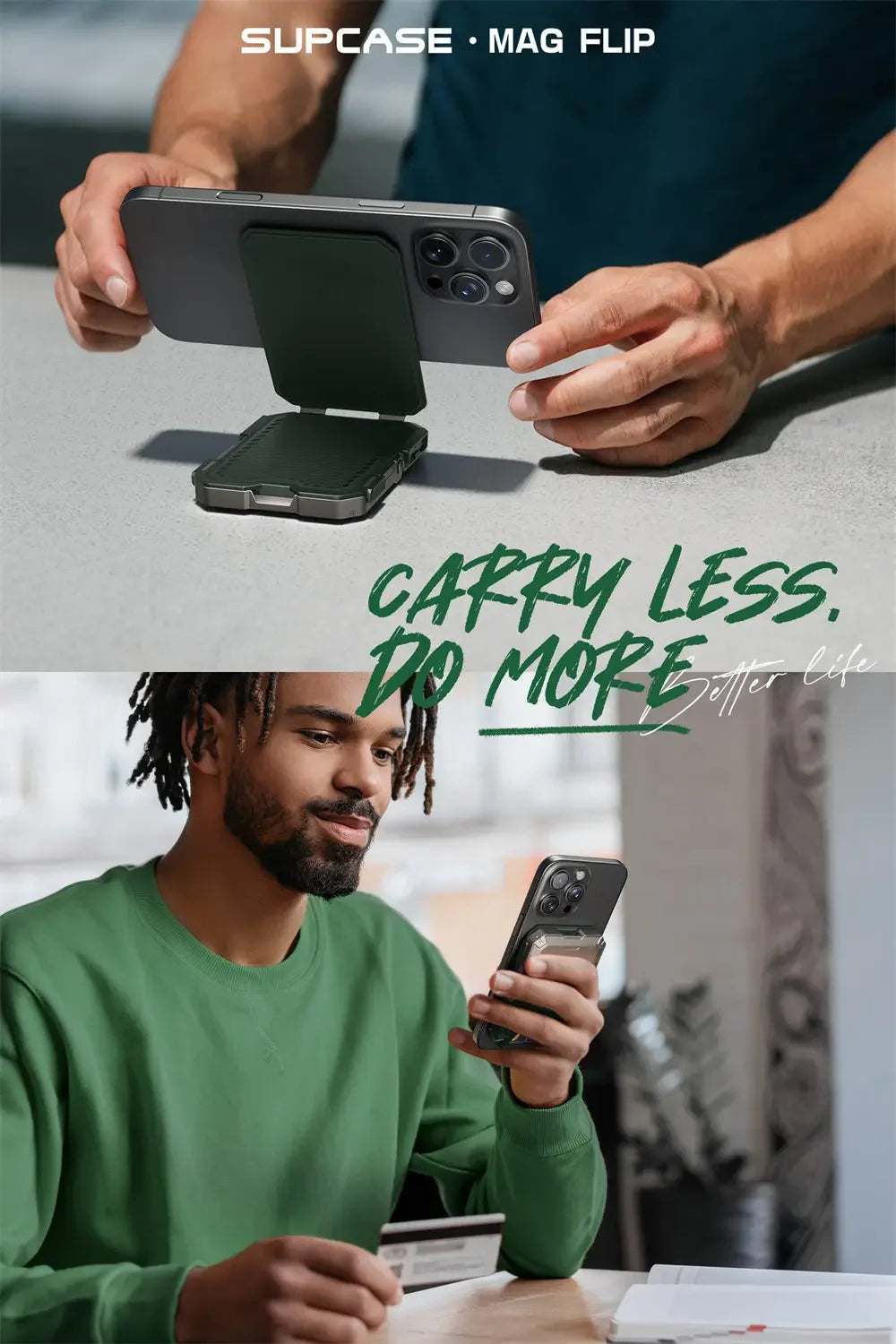 Tripod Phone Stand Credit Card Holder for iPhone 16/15/14/13/12 Adjustable Phone Stand Compatible with MagSafe