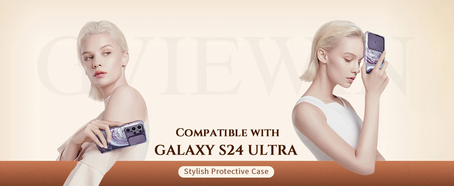 Marble Pattern Design for Samsung Galaxy S24 Ultra Case Built-in Screen Protector Shockproof Slim Fashion Women's Phone Case