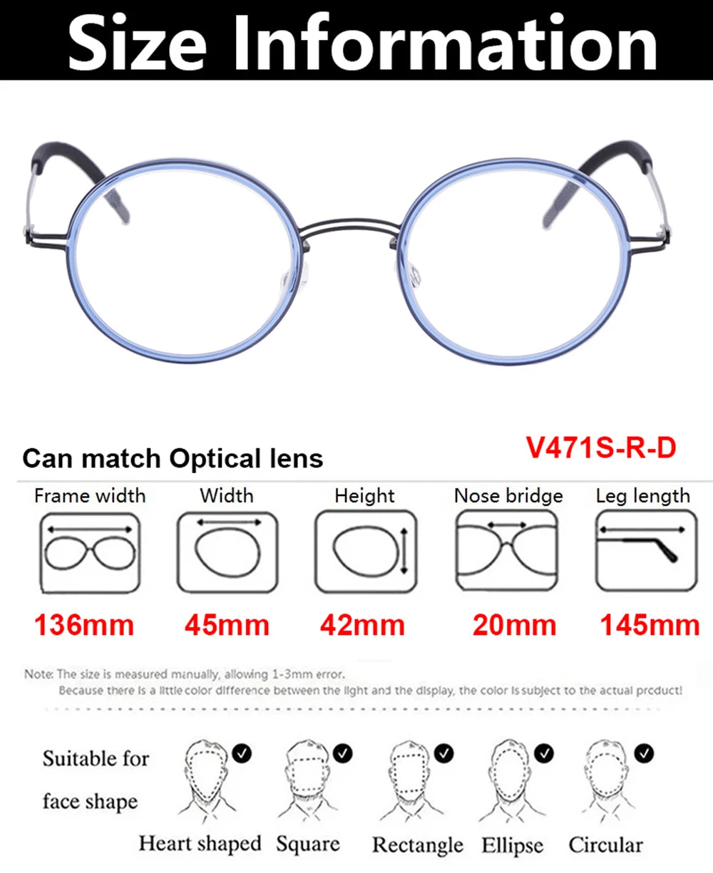 Vintage Round Titanium Acetate Eyeglasses Frame