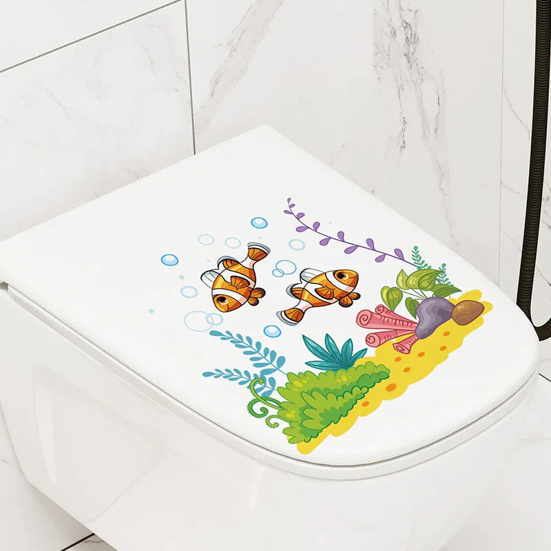 3D Cute Cartoon Funny Animal Bathroom Toilet Stickers Decals Mural WC Accessories Home Bathroom Stickers Decor