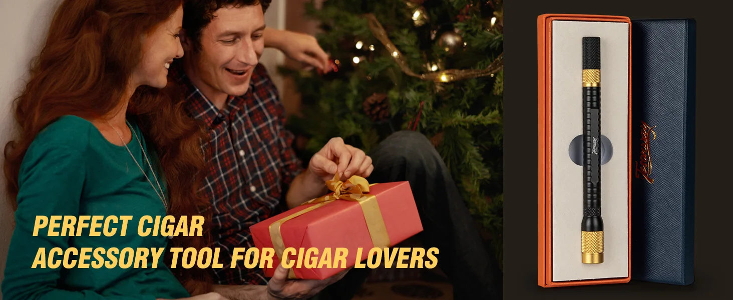 4-in-1 Cigar Draw Enhancer Tool Kit with Cigar Punch Tool,Twin Nubber,Stainless Steel Cigar Double End Punch