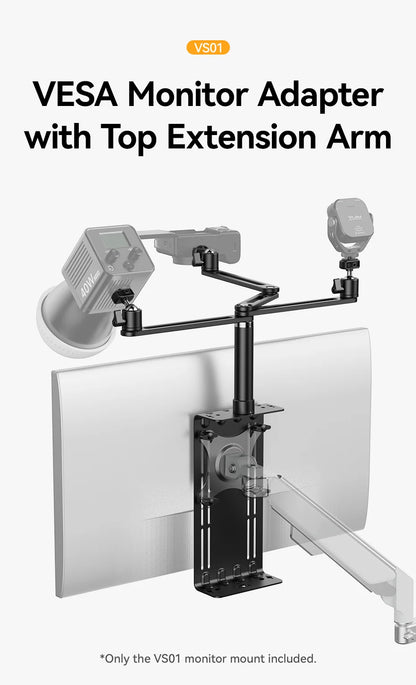 Monitor Adapter with Top Extension Arm for Camera Fill Light COB Light for Live-streaming