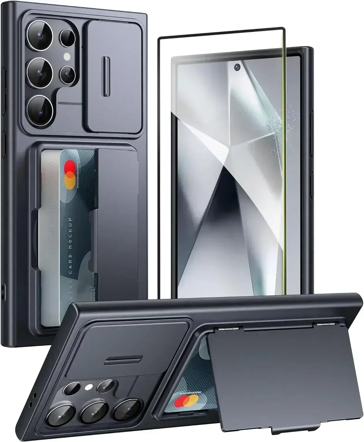 For Samsung Galaxy S24 Ultra Wallet Case With Card Holder Stand Sliding Camera Cover RFID Blocking Rugged Shockproof Protection