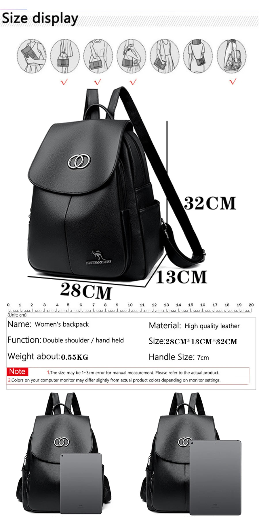 Backpack High Quality Leather Large Capacity Shoulder Bag Travel Backpack