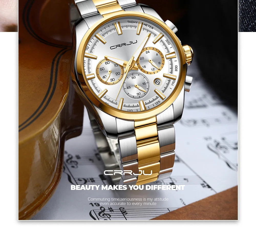 Men Watch Sports Casual Quartz Wristwatches with Chronograph Fashion Stainless Steel Auto Date Clock Male