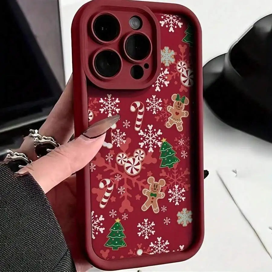 Winter Christmas Colorful Concave Soft Phone Case For iPhone 17 16e 16 15 14 Air Plus Cover