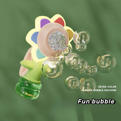 Bubble Machine Toy Electric Automatic Sunflower Shaking Head Adjustment Light Dancing One Key Bubble Maker