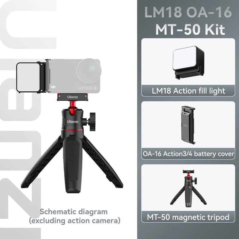 IPX5 Waterproof LED Video Fill Light, Magnetic Mini Light for DJI Osmo Action 5/4/3 & Pocket 3