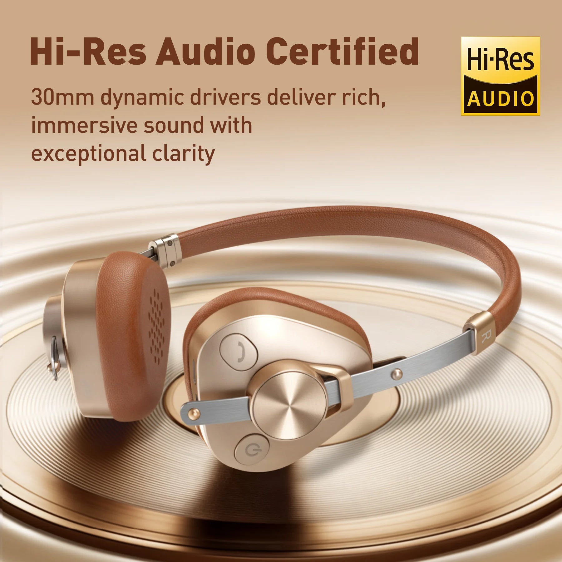 F4 Retro Wireless Bluetooth Headphones Hi-Res Audio On Ear Bluetooth 5.4 Headset With Microphone Metal HiFi Headphones
