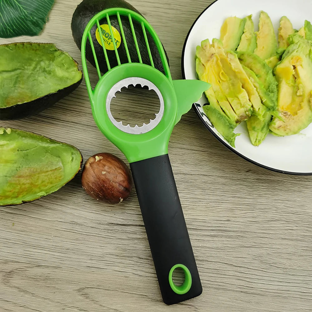 3-in-1 Multifunction Avocado Slicer Shea Stainless Steel Corator Separator Butter Fruit Peeler Plastic Knife Kitchen Fruit Tools