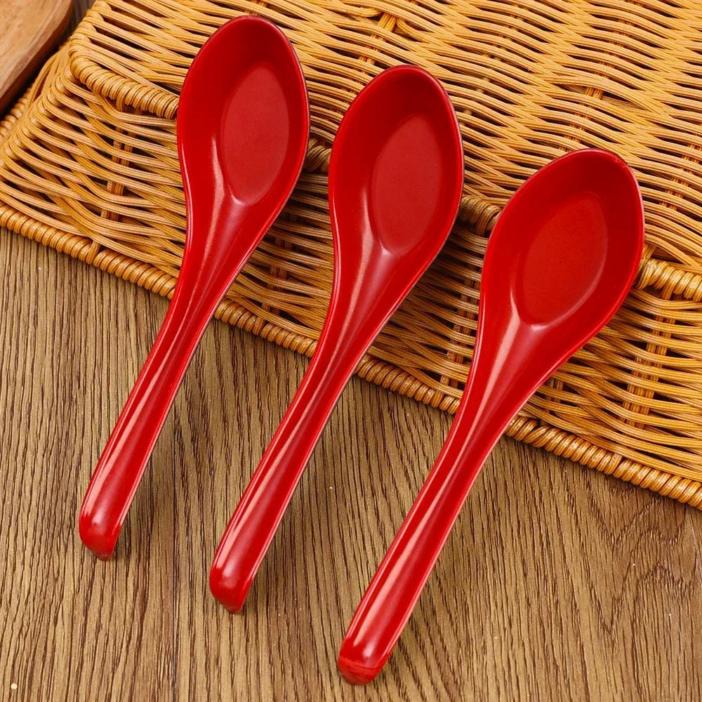 New Melamine Spoon Imitation Porcelain Long Handle Soup Spoons Japanese Dumpling Porridge Rice Scoops Kitchen Tableware Cutlery