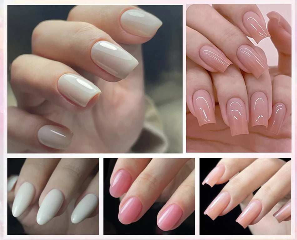 15ml Milky Pink Rubber Base Gel Nail Polish Glitter Semi-Permanent Varnish Soak Off Self Leveling UV LED Polish