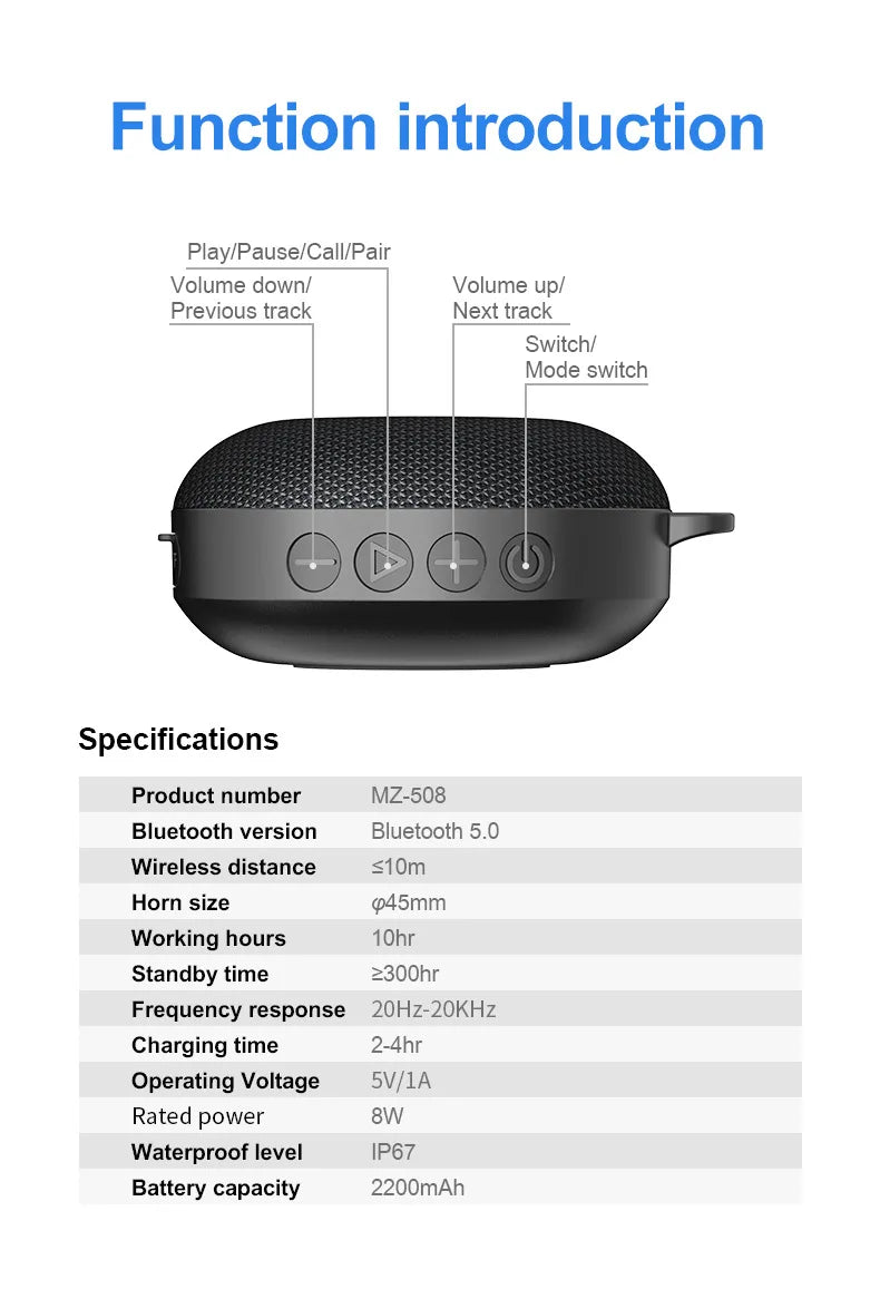 Bicycle Speed Display Speaker PLUS Portable Waterproof Long Battery Life 8W Mini Cycling Wireless Bluetooth Speaker