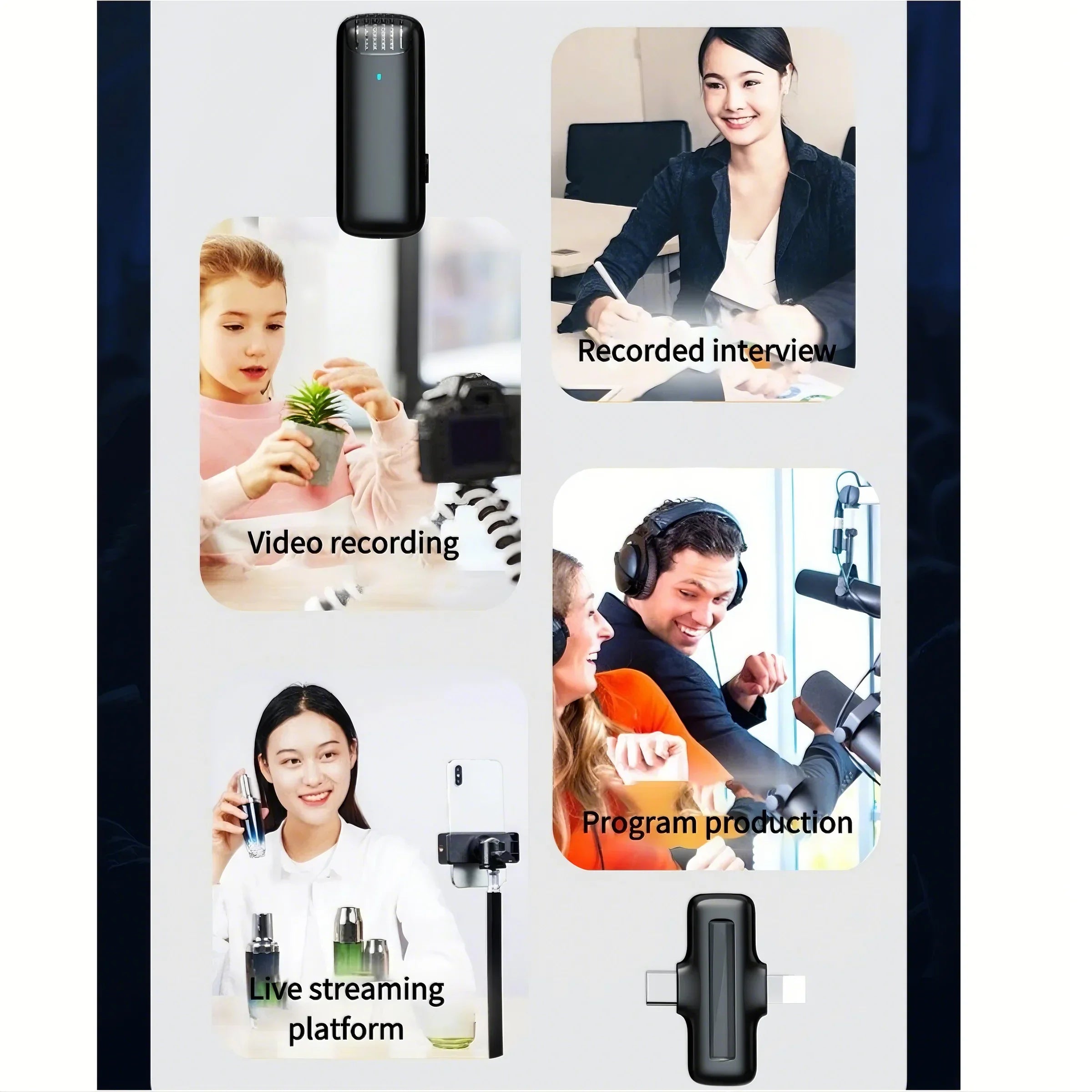 Wireless lavalier microphone/portable charging case microphone/audio and video recording iPhone Android computer live game