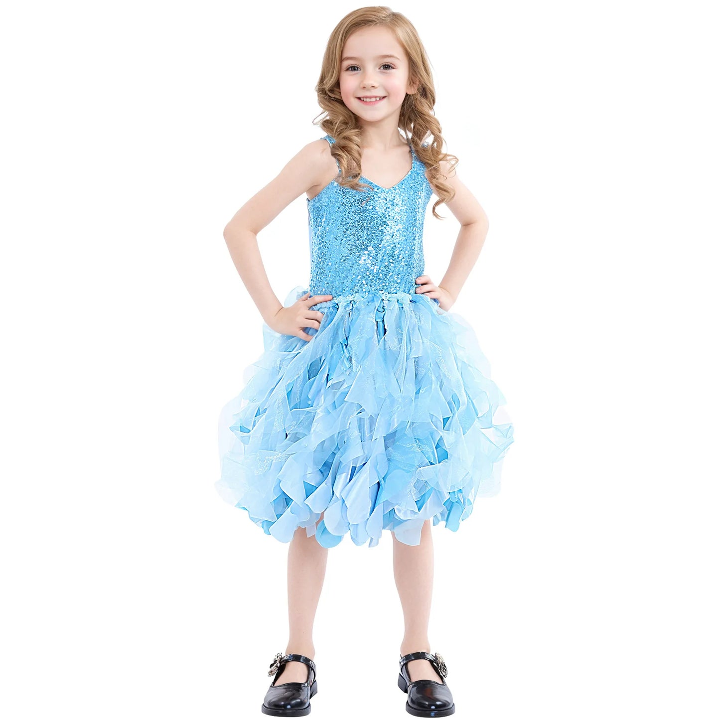 Sequin Pageant Dress with Spiral Hem Birthday Party Gown
