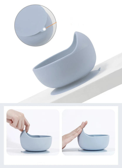 Food Grade Baby Silicone Bowl Solid Color Suction Bowl Toddler Feeding Bowl Spoon Fork Anti-Slip Infant Tableware Set Kid Dishes