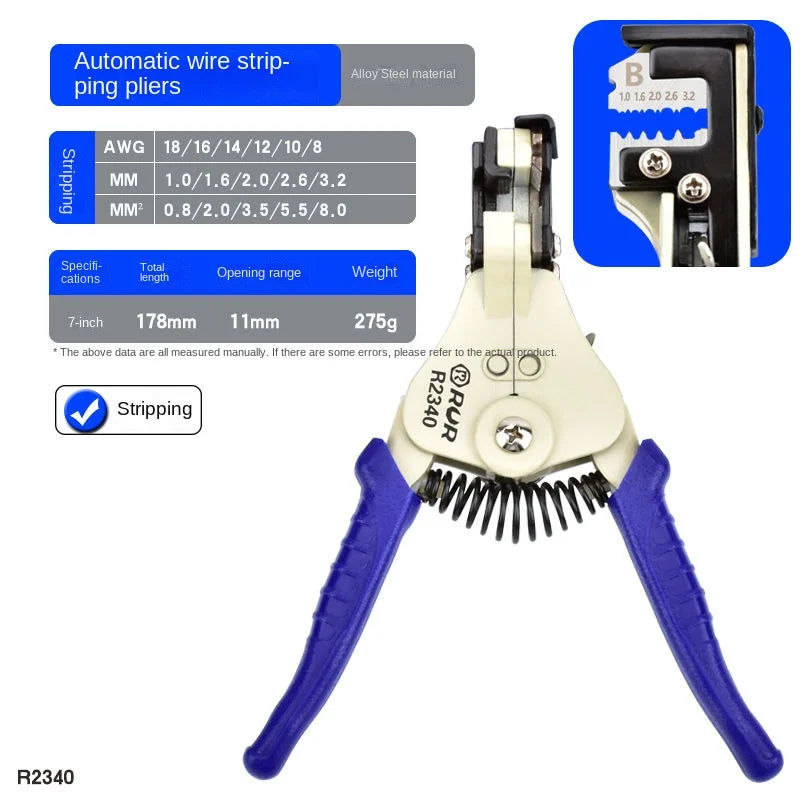 Handheld Wire Stripper Quick Copper Wire Stripping Tool Decrustation Plier Adjustable Electric Wire Cable Peel Electrician Cut