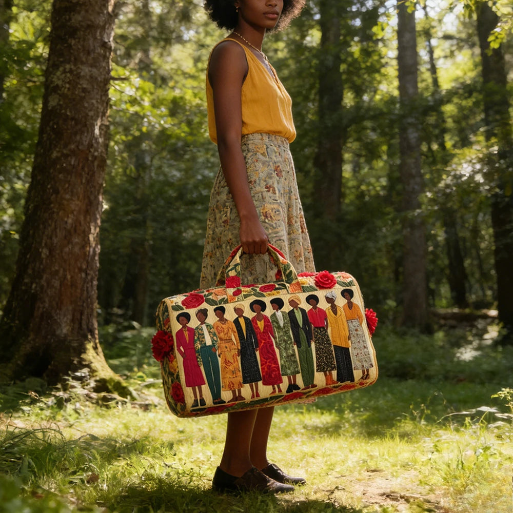 3D Quilted African Tote Bag for Women Colorful Tribal Print African Ladies Sunset Fruit Basket Gym Boho Festival Overnight Bags