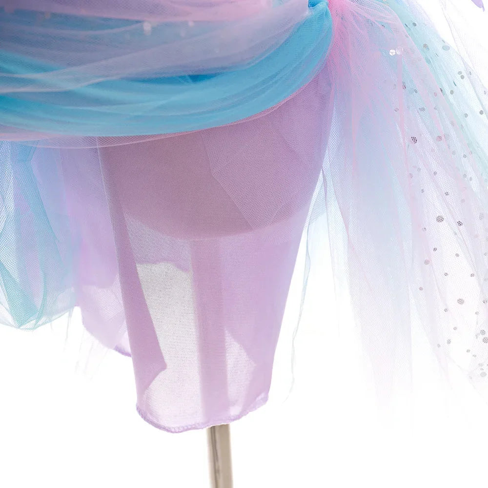 Pastel Mermaid Princess Tutu Dress with Flower Headband Party Costume
