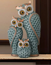1 Set of 3 pcs Resin Owl Family Figurine Modern Minimalist Art Sculpture Trio Decorative Owl Home Office Desk Decor