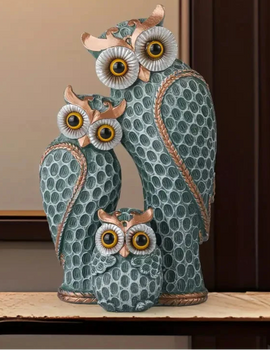 1 Set of 3 pcs Resin Owl Family Figurine Modern Minimalist Art Sculpture Trio Decorative Owl Home Office Desk Decor