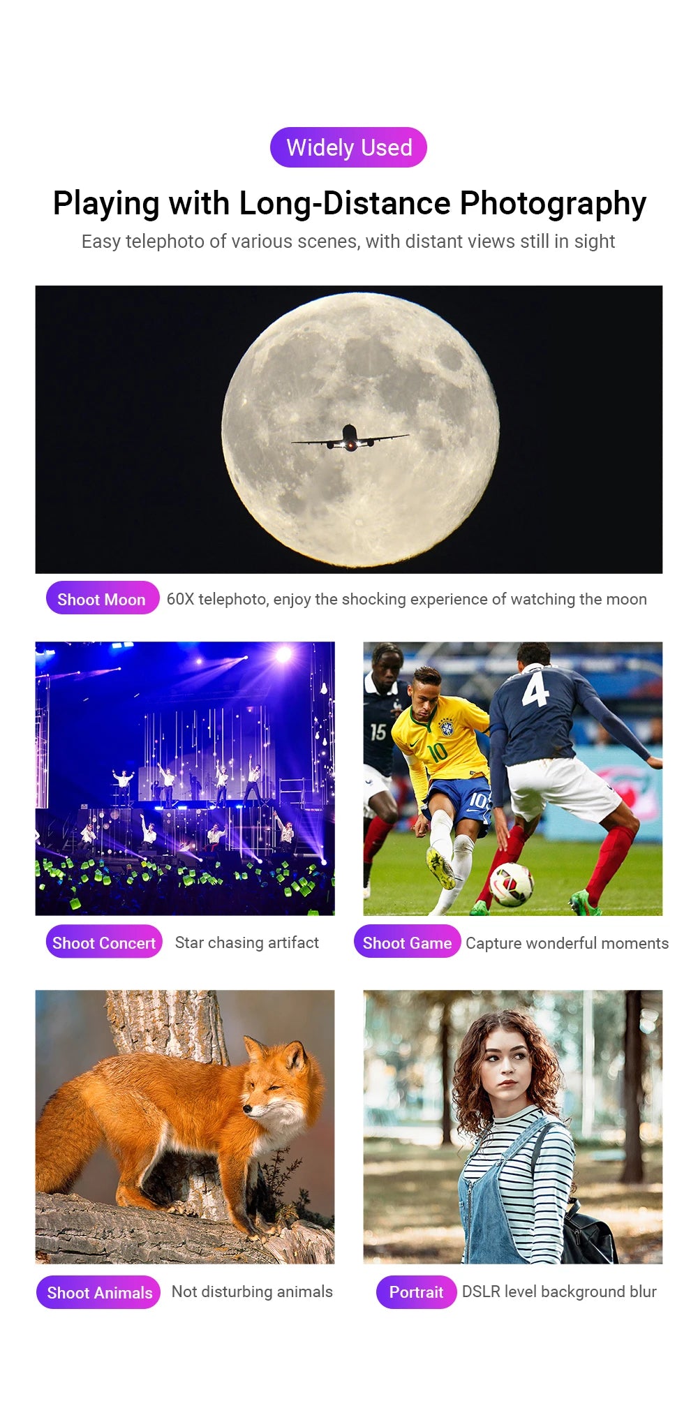 60X Smartphone Telephoto Telescope Lens with Universal Clip