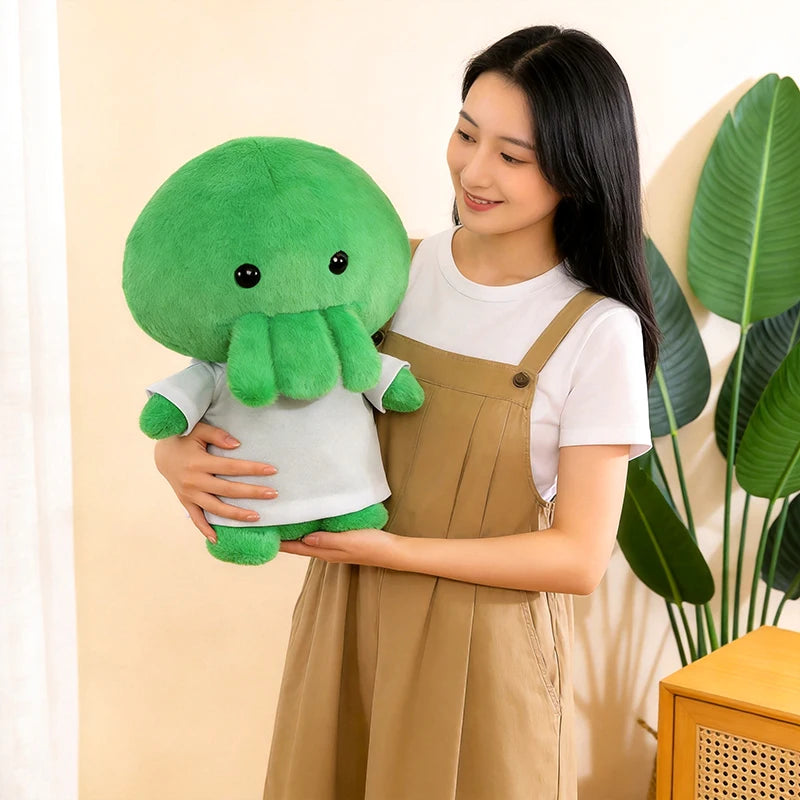 Cute Green Octopus Plush Toy With White Shirt