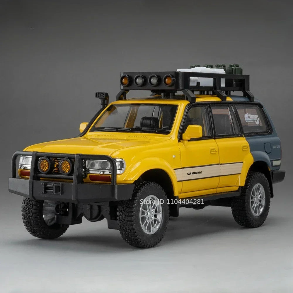1:24 Land Cruiser FJ LC80 Toy Model Diecast Alloy Car Sound Light Pull Back Doors Opened Miniature Vehice Friend's Birthday Gift