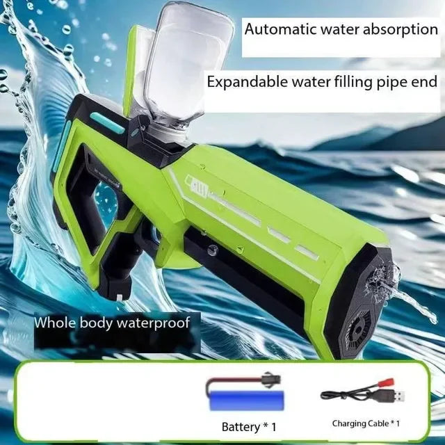 Electric Water Gun with Automatic Water Absorption – Rechargeable Outdoor Beach Battle Water Blaster