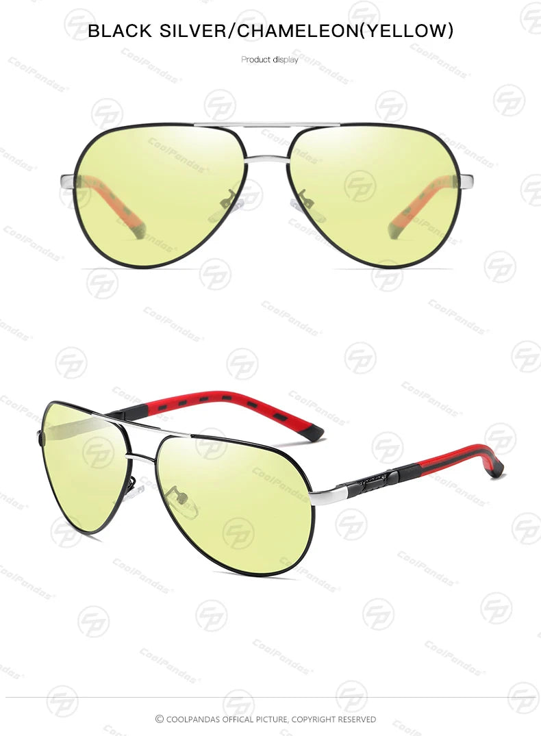 Intelligent Aviation Photochromic Polarized UV400 Day Night Driving Sunglasses for Men Women