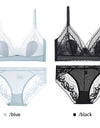 Women’s Lace Transparent Rabbit Ears Bra & Panties Set – Soft, Thin Push-Up Lingerie