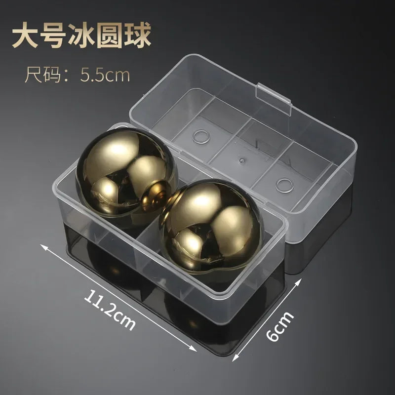 2pcs Large Whiskey Stones Round Stainless Steel Ice Ball Reusable Drink Cooler for Beer Wine Coffee Food Grade Bar Accessories