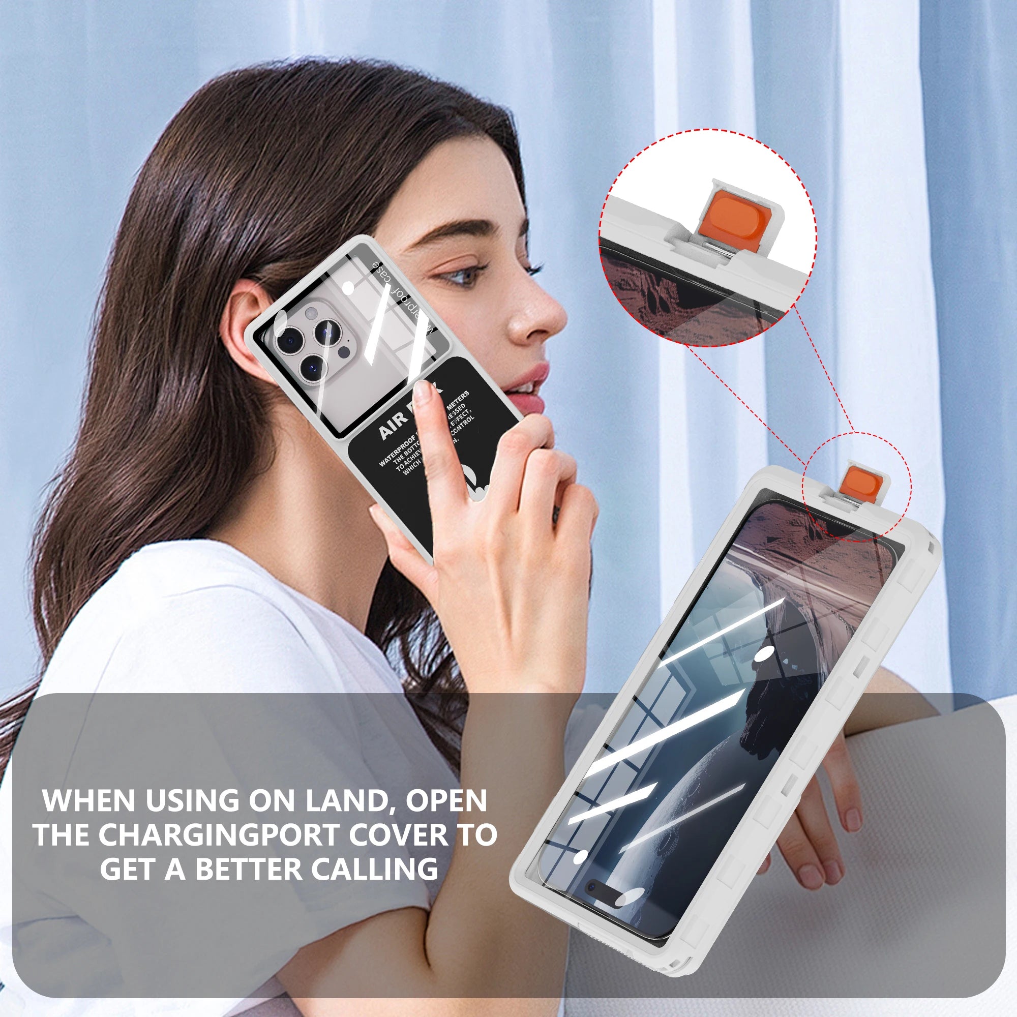 Waterproof Phone Case, New, Transparent, Universal, Underwater Touch Screen, Dust and Drop Protection, IP68, 6.9