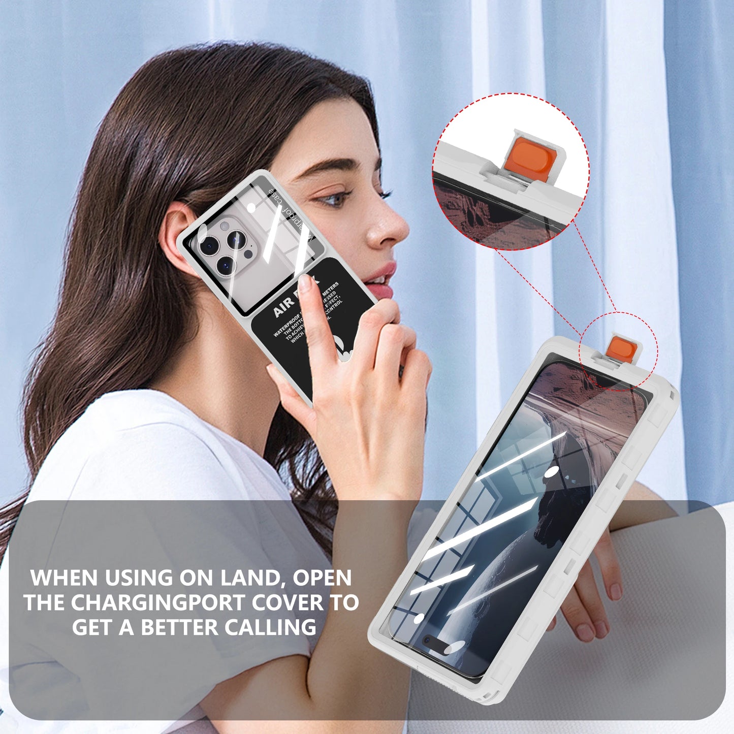 Waterproof Phone Case, New, Transparent, Universal, Underwater Touch Screen, Dust and Drop Protection, IP68, 6.9"