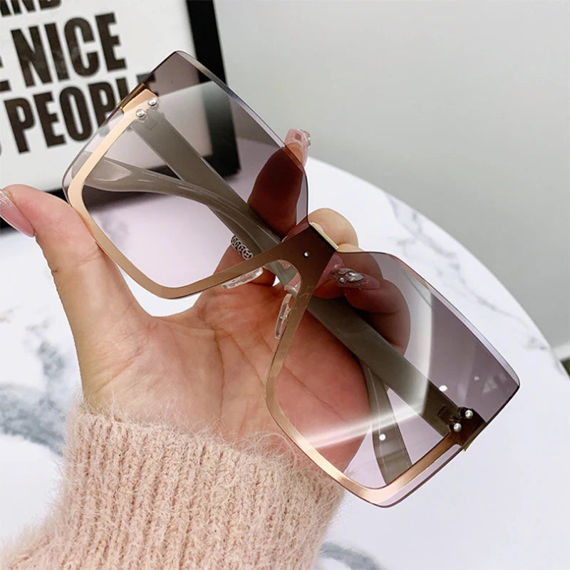 Rimless Sunglasses Women Square Fashion Glasses