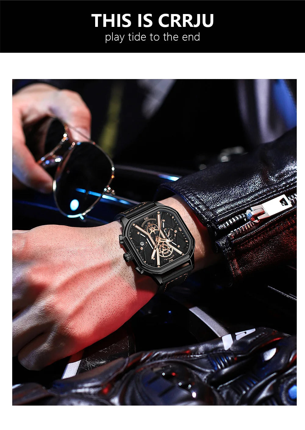 Mens Watches Top Luxury Brand Waterproof Sport Wrist Watch Chronograph Quartz Military Genuine Leather Relogio Masculino