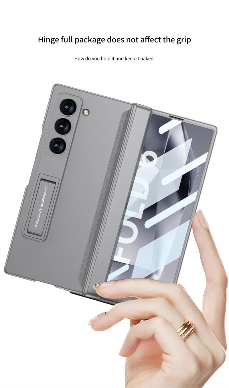 Luxury  Hinge Case for Samsung Z Fold 6 3 4 5 Case with Anti-peeping Glass All-inclusive Shockproof Shell Case