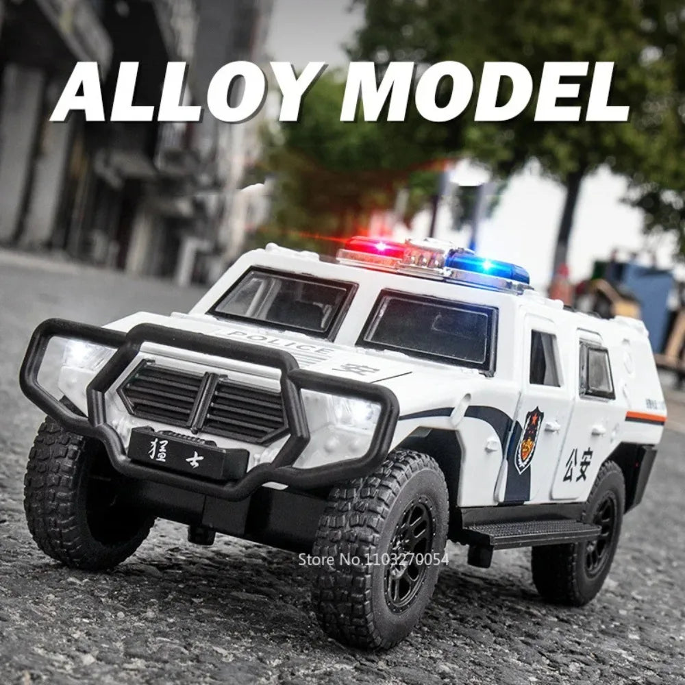 1:32 DongFeng MengShi Honda Accord Police Car Model Toy Metal Diecast Pull Back Doors Opend Vehicles Models Boys Holiday Gifts